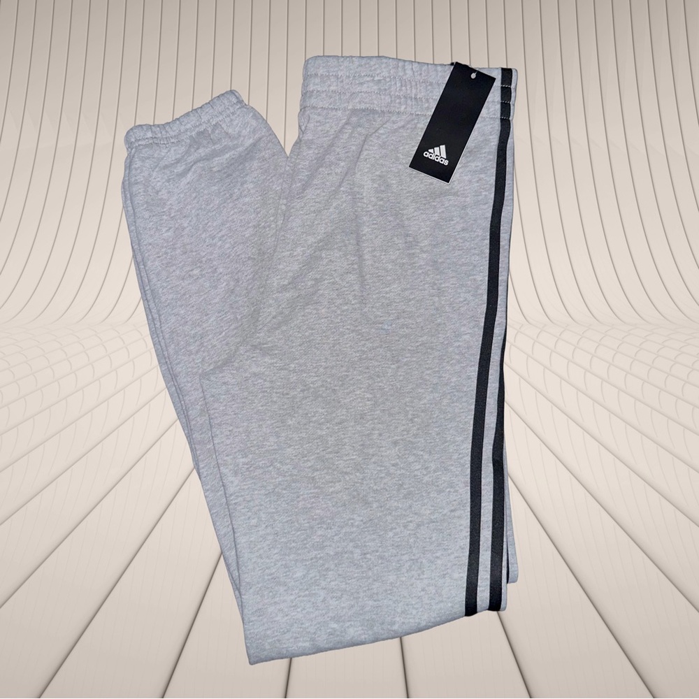 Adidas Heather Gray Joggers with Dark Stripes